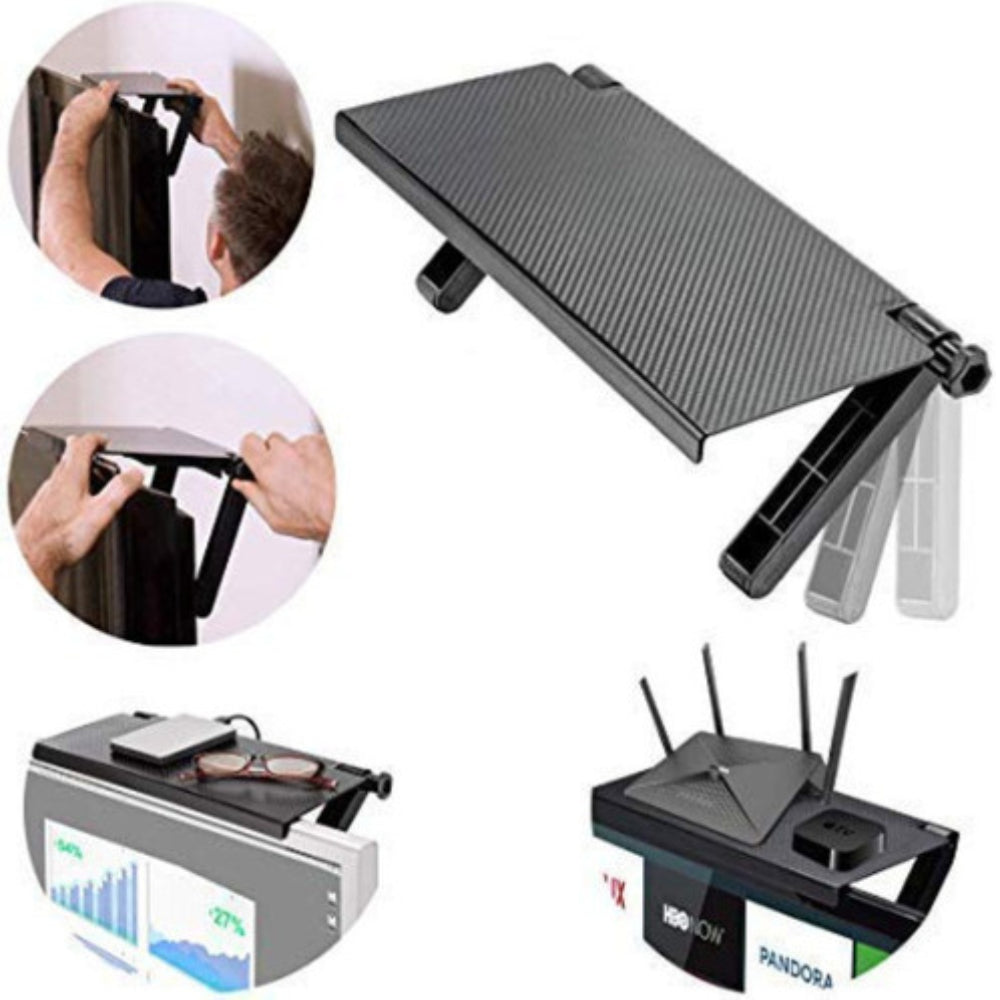Estante ajustable para TV y dispositivos.