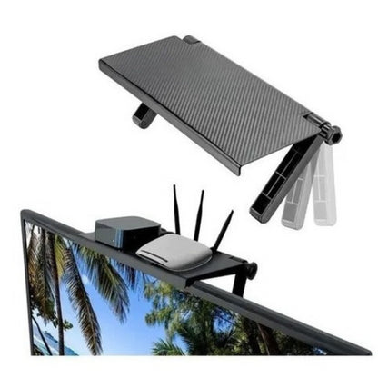 Estante ajustable para TV y dispositivos.